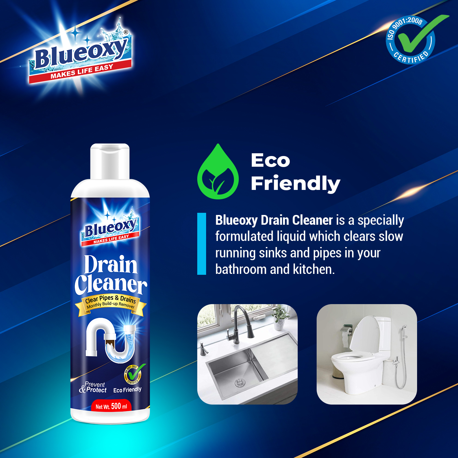 Blueoxy Drain Cleaner Pro Strength Liquid Drain Clog Destroyer