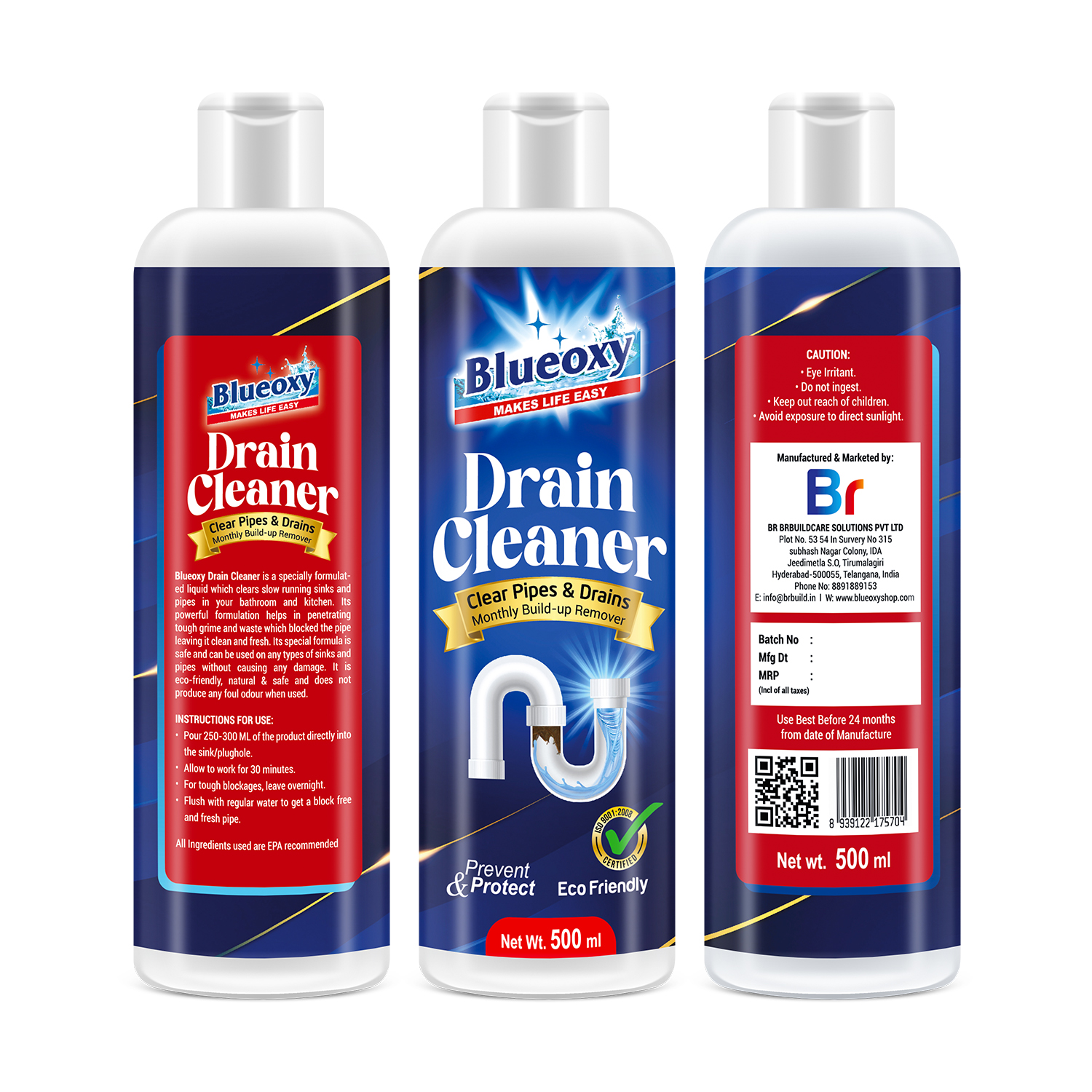 Blueoxy Drain Cleaner Pro Strength Liquid Drain Clog Destroyer